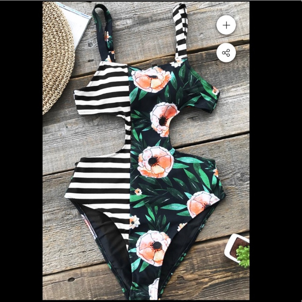 Cupshe High Leg Poppy One-piece Swimsuit - M